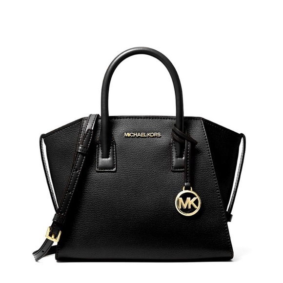 Michael Kors Avril Small Leather Top-Zip Satchel Crossbody Black - Picture 1 of 7